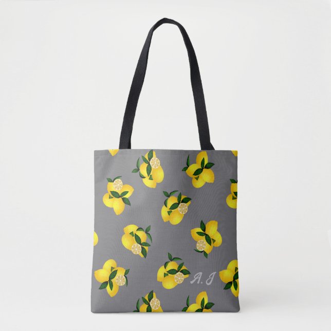 Bolsa Tote Cinza Chic Limão (Frente)