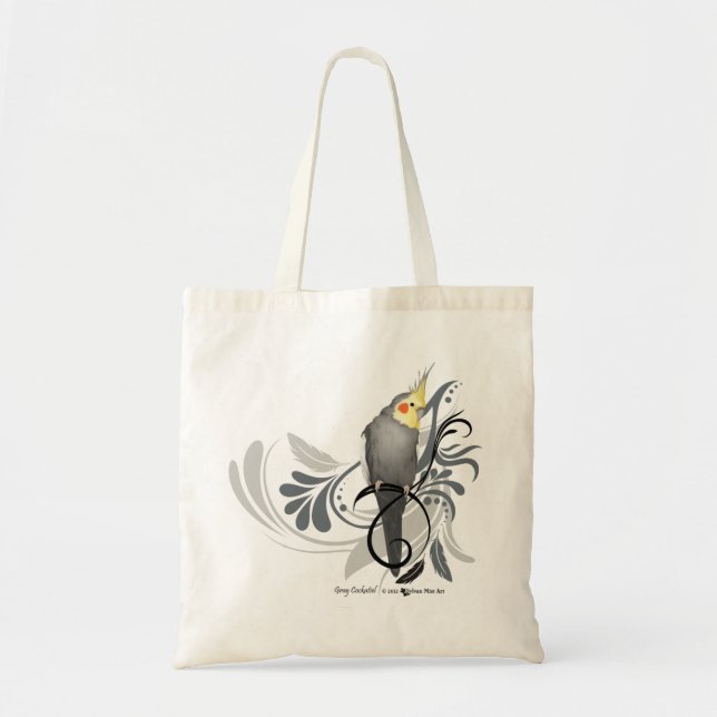 Bolsa Tote Cinza Cockatiel (Frente)