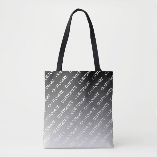 Bolsa Tote Cinza (cor mutável) Ombre & Padrão de Texto (Frente)