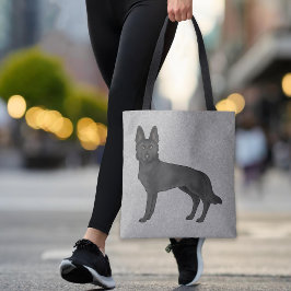 Bolsa Tote Cinza de Cachorro de German shepherd Preto