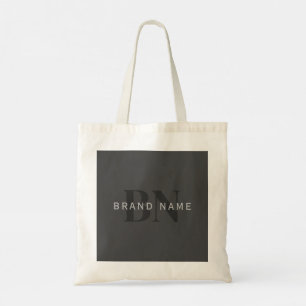 Bolsa Tote Cinza de Nome Comercial Editável (ou qualquer outr