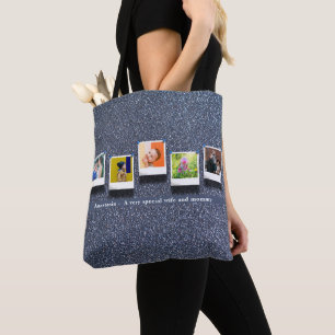 Bolsa Tote Cinza de Silver de Colagem de Fotos Personalizada