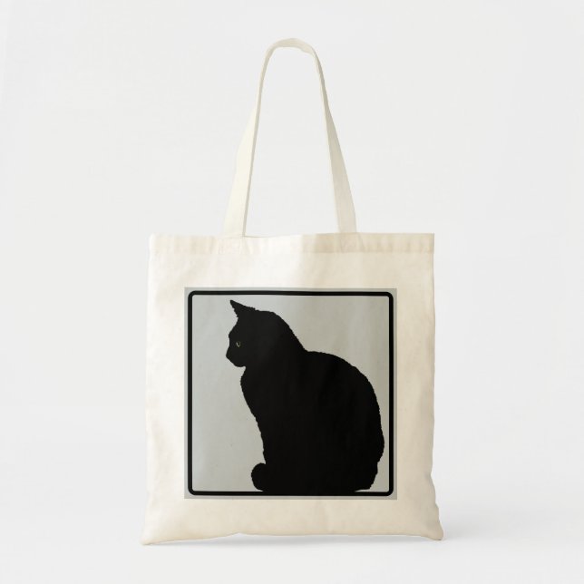 Bolsa Tote Cinza do gato preto (Frente)