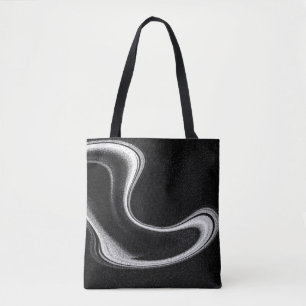 Bolsa Tote Cinza e ilustração a preto