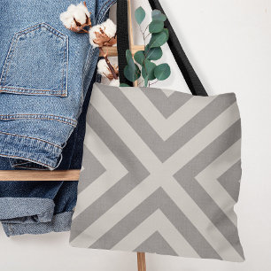 Bolsa Tote Cinza e Ivory Diamond X   Farmhouse Moderna