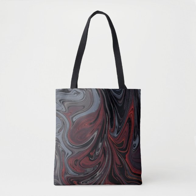 Bolsa Tote Cinza e pintura de abstrato vermelha (Frente)