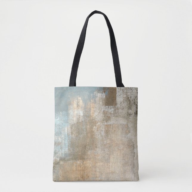 Bolsa Tote Cinza e pintura de arte beige, abstrato, arte, (Frente)