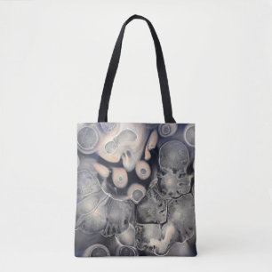 Bolsa Tote Cinza e trabalho de arte cor-de-rosa