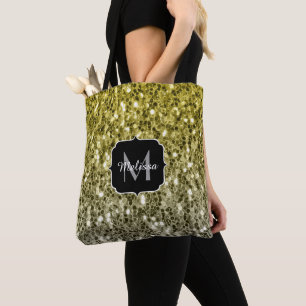 Bolsa Tote cinza escura amarelo brilha ombre Monograma