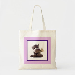 Bolsa Tote Cinza Feliz Hippo Segurando Daisy, Foto de Amor Bo
