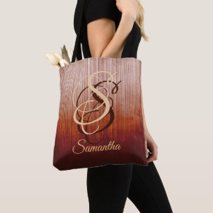 Bolsa Tote Cinza Laranja Vermelho Borgonha Rústica monograma