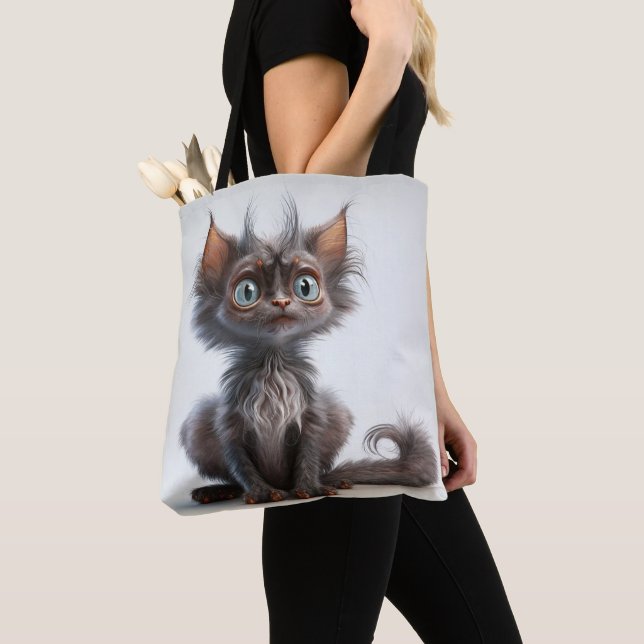 BOLSA TOTE CINZA LYKOI CAT MUITO BONITA (Close Up)