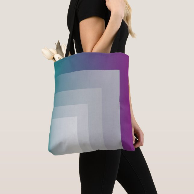Bolsa Tote Cinza magenta teal (Close Up)