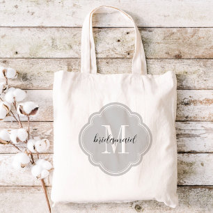 Bolsa Tote Cinza Monograma Bridesmaid Tote Bag