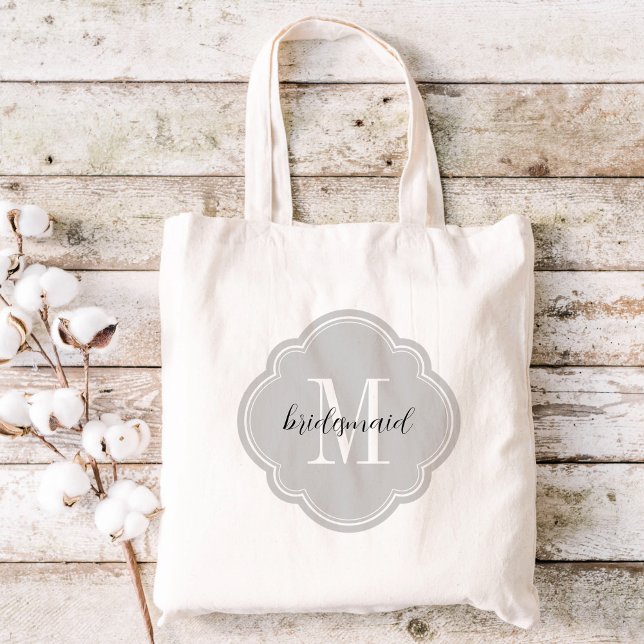 Bolsa Tote Cinza Monograma Bridesmaid Tote Bag (Criador carregado)
