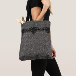 Bolsa Tote Cinza Negra Brilhante Moderna Personalizada