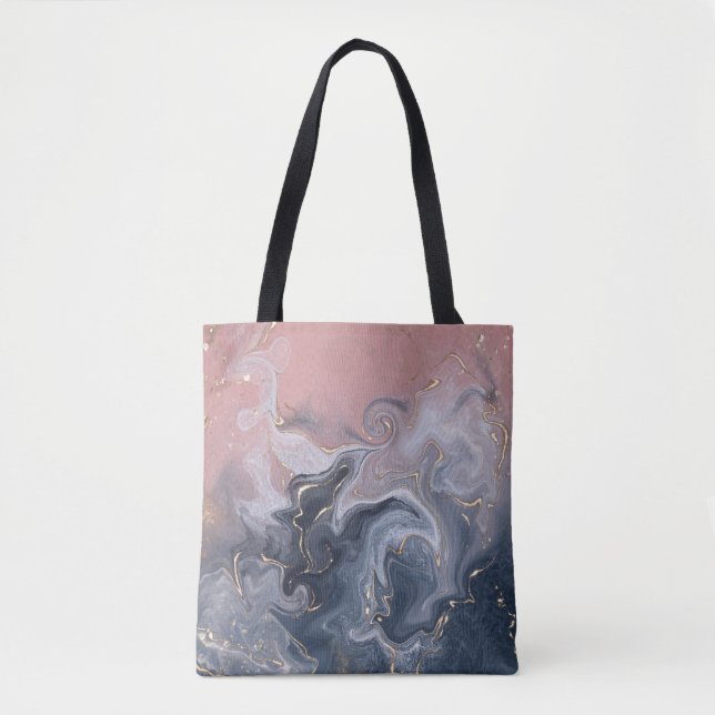 Bolsa Tote Cinza Negra Cor-de-rosa Decorante Marble Leggi (Frente)