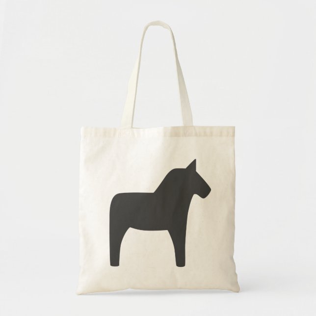 Bolsa Tote Cinza Negra Sueca Dala Horse (Frente)