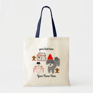 Bolsa Tote Cinza Poodle Natal #1 Tote Bag