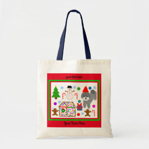 Bolsa Tote Cinza Poodle Natal #3-2 Tote Bag