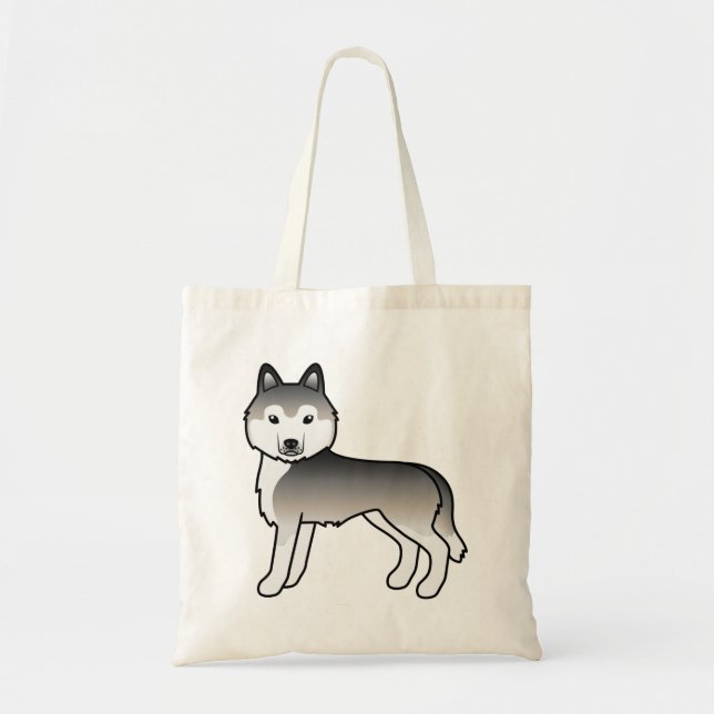 Bolsa Tote Cinza Siberian Husky Cute Cartoon Dog Tote Bag (Frente)
