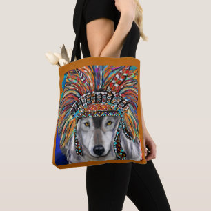 Bolsa Tote Cinza Wolf Art