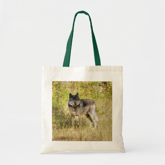 Bolsa Tote Cinza Wolf e Wilderness Foto Presente (Frente)