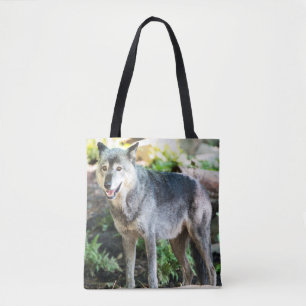 Bolsa Tote Cinza Wolf em pé sozinho