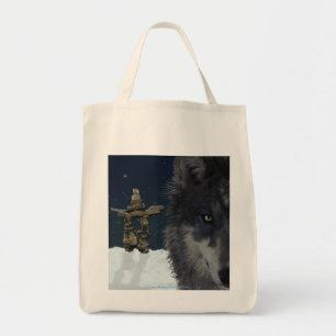 Bolsa Tote CINZA WOLF, STARS & INUKSHUK Carregar-Bag Collecti