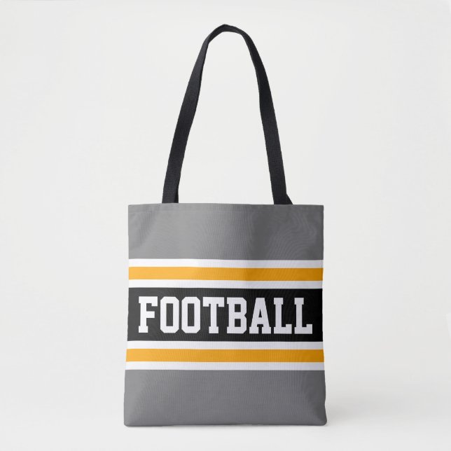 Bolsa Tote CINZAS Atletas de FUTEBOL  amarelas pretas (Frente)