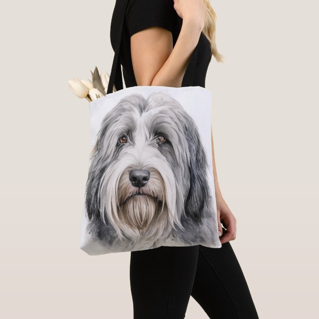 BOLSA TOTE CINZAS CUTAS E CACHORRO BRANCO (Close Up)