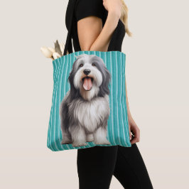 BOLSA TOTE CINZAS CUTAS E CACHORRO BRANCO
