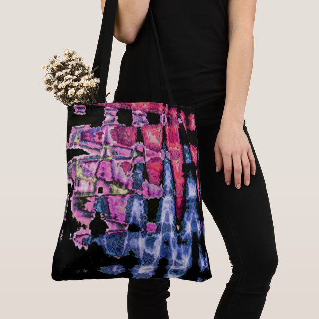 Bolsa Tote Cinzas de Cinza Roxo bonito e Aquarelas Negras (Close Up)