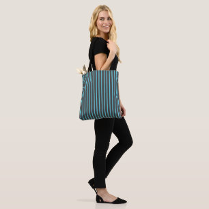 Bolsa Tote Cinzas e faixas azuis