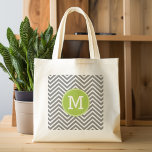 Bolsa Tote Cinzas e Limões com Monograma Personalizado<br><div class="desc">Um design de arte ousada em cores frescas e alegres. Se precisar ajustar os monogramas,  clique no botão personalizar e faça alterações.</div>
