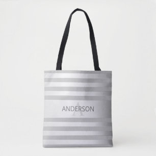 Bolsa Tote Cinzas e tiras de óculos de prata de Faux contemp