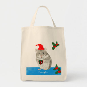 Bolsa Tote Cinzas Garotos Hamster personalizados no Natal