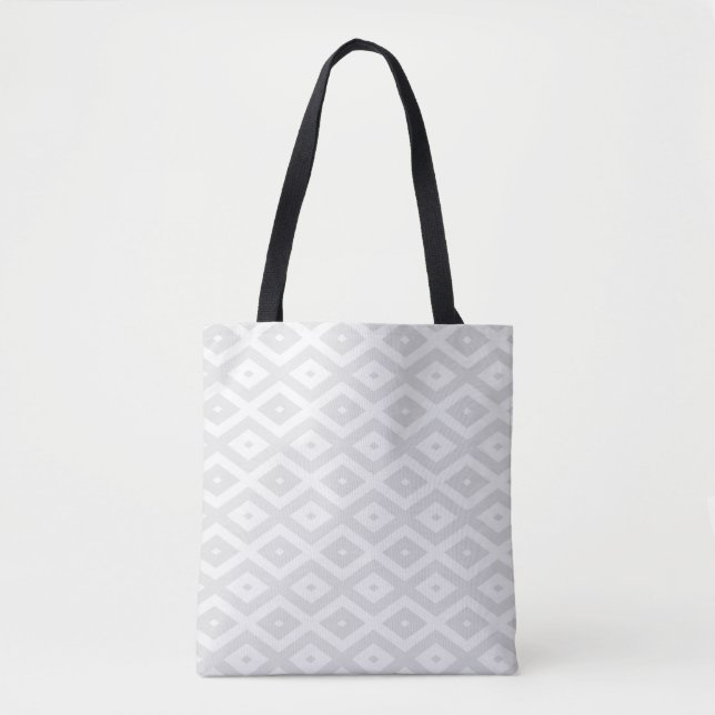 Bolsa Tote Cinzas leves e padrão de diamante branco (Frente)