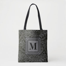 Bolsa Tote Cinzas monogramas e Black William Morris Foliage
