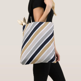 Bolsa Tote Cinzas, Preto e Latão