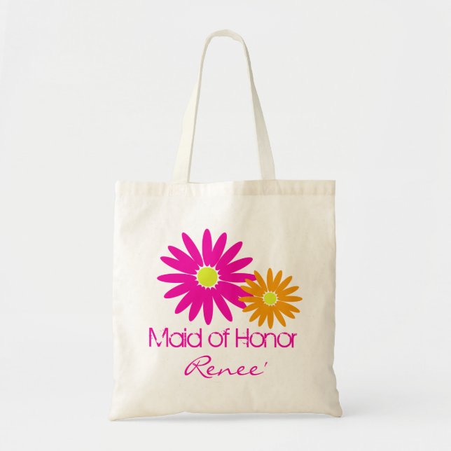 Bolsa Tote Cinzas Rosa e Laranja (Frente)