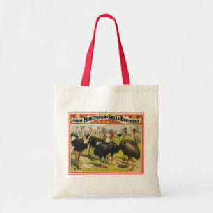 Bolsa Tote Circo Vintage Mostrando Avestruzes E Aves Grandes.