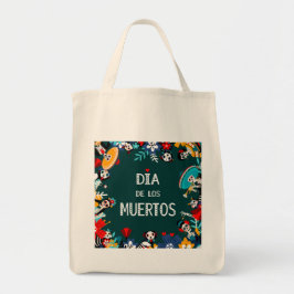 Bolsa Tote Círculo Colorido Verde do los Muertos da Vida