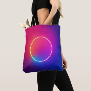 Bolsa Tote Círculo de Brilho Neon Arte Abstrata