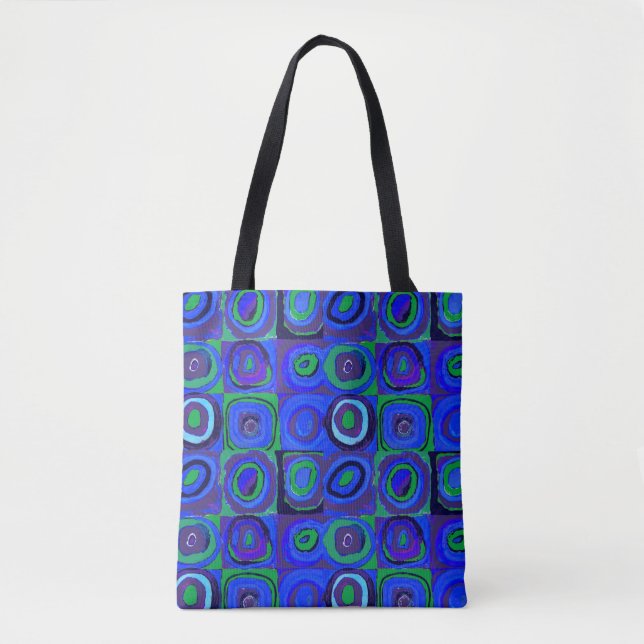 Bolsa Tote Círculo Quadrado do Kandinsky Farbstudie Blue Quad (Frente)