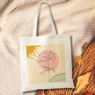 Bolsa Tote Círculo Rosa Boho Rosa e Sol