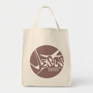 Bolsa Tote Círculo Verde Rosa Mauve Jesus Salva Grafite