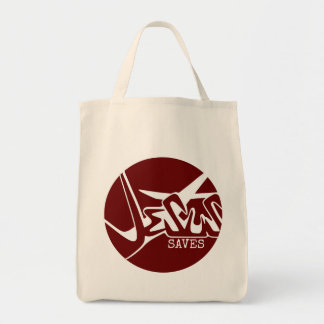 Bolsa Tote Círculo Vermelho A Cruz Jesus Salva Grafite