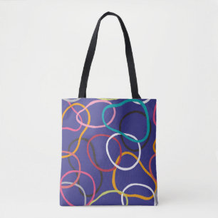 Bolsa Tote Círculos, abstrato banda padrão de vinheta unifo