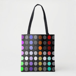 Bolsa Tote Círculos Brilhantes Geométricos Design Preto